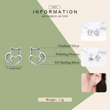 Load image into Gallery viewer, Silver Kitty Heart Earrings - Features - JBCoolCats