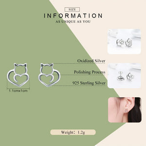 Silver Kitty Heart Earrings - Features - JBCoolCats