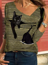 Load image into Gallery viewer, Peeking Cat 3D Asymmetrical T-Shirt - Yellow - JBCoolCats