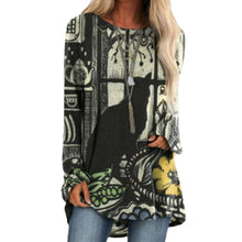 Load image into Gallery viewer, Cartoon Cats Long Sleeve Tops - Black Cat - JBCoolCats