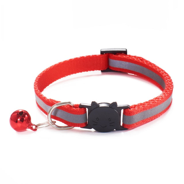Colorful Nylon Reflective Cat Collar - Red - JBCoolCats