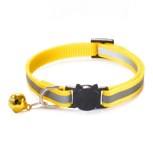 Colorful Nylon Reflective Cat Collar - Yellow - JBCoolCats