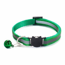 Load image into Gallery viewer, Colorful Nylon Reflective Cat Collar - Forest Green - JBCoolCats