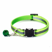 Load image into Gallery viewer, Colorful Nylon Reflective Cat Collar - Neon Green - JBCoolCats