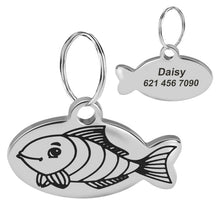 Load image into Gallery viewer, Personalized Cat Collar ID Pendants - Smiling Fish - JBCoolCats