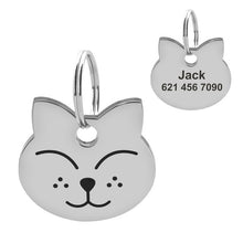 Load image into Gallery viewer, Personalized Cat Collar ID Pendants - Cat Face - JBCoolCats