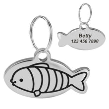Load image into Gallery viewer, Personalized Cat Collar ID Pendants - Striped Fish - JBCoolCats