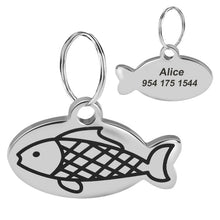 Load image into Gallery viewer, Personalized Cat Collar ID Pendants - Plaid Fish - JBCoolCats