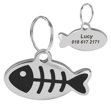 Load image into Gallery viewer, Personalized Cat Collar ID Pendants - Fishbones - JBCoolCats
