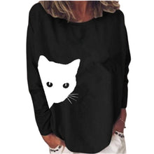 Load image into Gallery viewer, Fun Cat Long Sleeve T-Shirt - Black - JBCoolCats