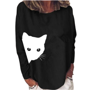 Fun Cat Long Sleeve T-Shirt - Black - JBCoolCats