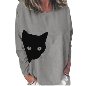 Fun Cat Long Sleeve T-Shirt - Gray - JBCoolCats