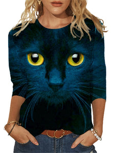Cat Eyes Long Sleeve T-Shirt - Blue - JBCoolCats