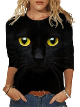 Load image into Gallery viewer, Cat Eyes Long Sleeve T-Shirt - Black - JBCoolCats