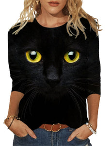 Cat Eyes Long Sleeve T-Shirt - Black - JBCoolCats