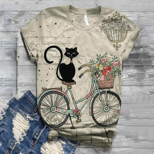 Cat on a Bicycle T-Shirt - Clothing - JBCoolCats