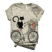 Load image into Gallery viewer, Cat on a Bicycle T-Shirt - Alt View - JBCoolCats