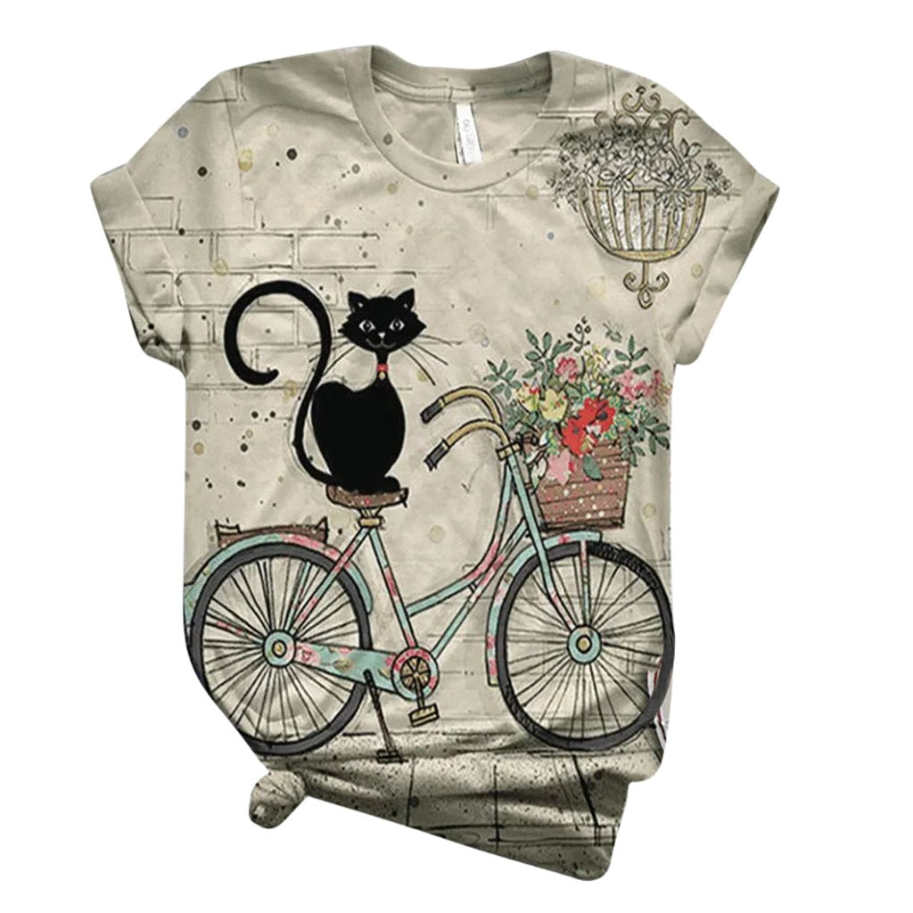 Cat on a Bicycle T-Shirt - Alt View - JBCoolCats