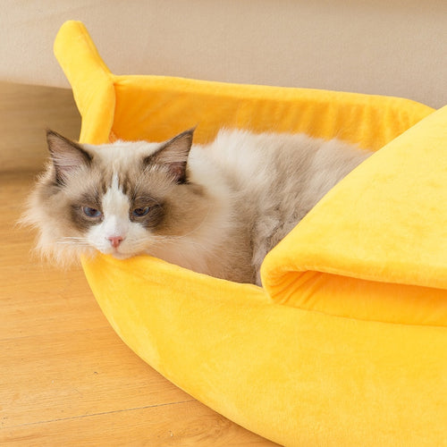 Cozy Cute Banana Cat Bed - Accessories - JBCoolCats