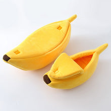 Load image into Gallery viewer, Cozy Cute Banana Cat Bed - Yellow - JBCoolCats