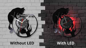Cat Catching Fish Wall Clock - LED or No LED- JBCoolCats