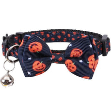 Load image into Gallery viewer, Cat Collar Halloween Bowties - Black with Pumpkins - JBCoolCats