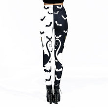 Load image into Gallery viewer, Cat And Bats Halloween Leggings - Back View - JBCoolCats