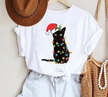 Load image into Gallery viewer, Decorating for Christmas Cat T-Shirt - Alt View - JBCoolCats