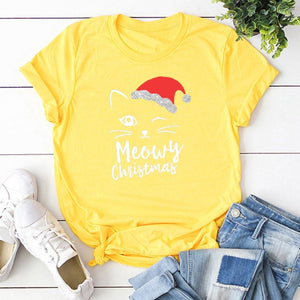 Cat Face Meowy Christmas T-Shirt - Christmas - JBCoolCats