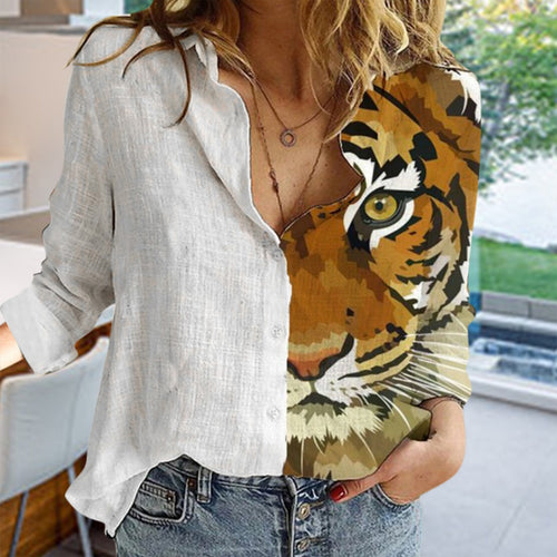 Tiger Print Long Sleeve Shirt - Clothing - JBCoolCats