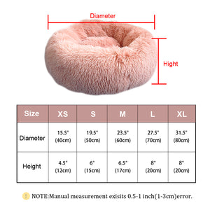 Luxury Fluffy Cat Bed - Size Chart - JBCoolCats