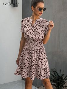 Casual Leopard Ruffle Mini Dress - Clothing  - JBCoolCats
