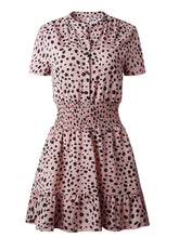 Load image into Gallery viewer, Casual Leopard Ruffle Mini Dress - Front View - JBCoolCats