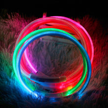 Load image into Gallery viewer, Thin LED Glow In The Dark Cat Collar - Lit Up - JBCoolCats