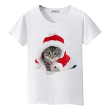 Load image into Gallery viewer, Santa Kitty Tee-Shirt - Christmas - JBCoolCats