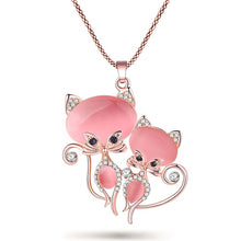 Load image into Gallery viewer, Bonsny Dual Cat Pendant - Pink - JBCoolCats