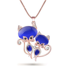 Load image into Gallery viewer, Bonsny Dual Cat Pendant - Blue - JBCoolCats