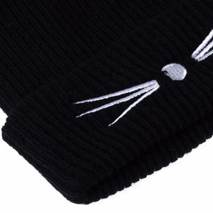 Cat Ears Knitted Beanie Hat - Brim - JBCoolCats