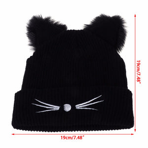 Cat Ears Knitted Beanie Hat - Size - JBCoolCats