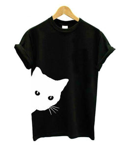Casual Funny Cat T-Shirt - Black - JBCoolCats