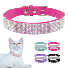 Load image into Gallery viewer, Rhinestone Suede Leather Cat Collar - Accessory - JBCoolCats