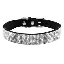 Load image into Gallery viewer, Rhinestone Suede Leather Cat Collar - Black - JBCoolCats