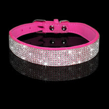 Load image into Gallery viewer, Rhinestone Suede Leather Cat Collar - Hot Pink - JBCoolCats