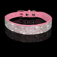 Load image into Gallery viewer, Rhinestone Suede Leather Cat Collar - Pink - JBCoolCats