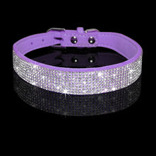 Load image into Gallery viewer, Rhinestone Suede Leather Cat Collar - Purple - JBCoolCats