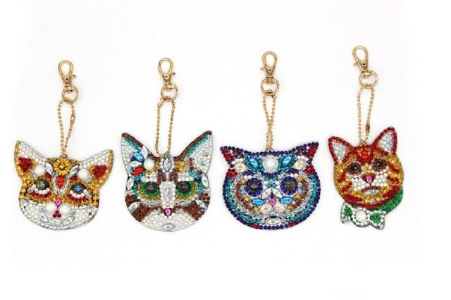 Deco Beaded Cat Keychains - Cat Faces - JBCoolCats