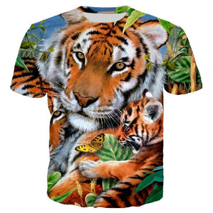 Tiger Print T-Shirts - Playing - JBCoolCats